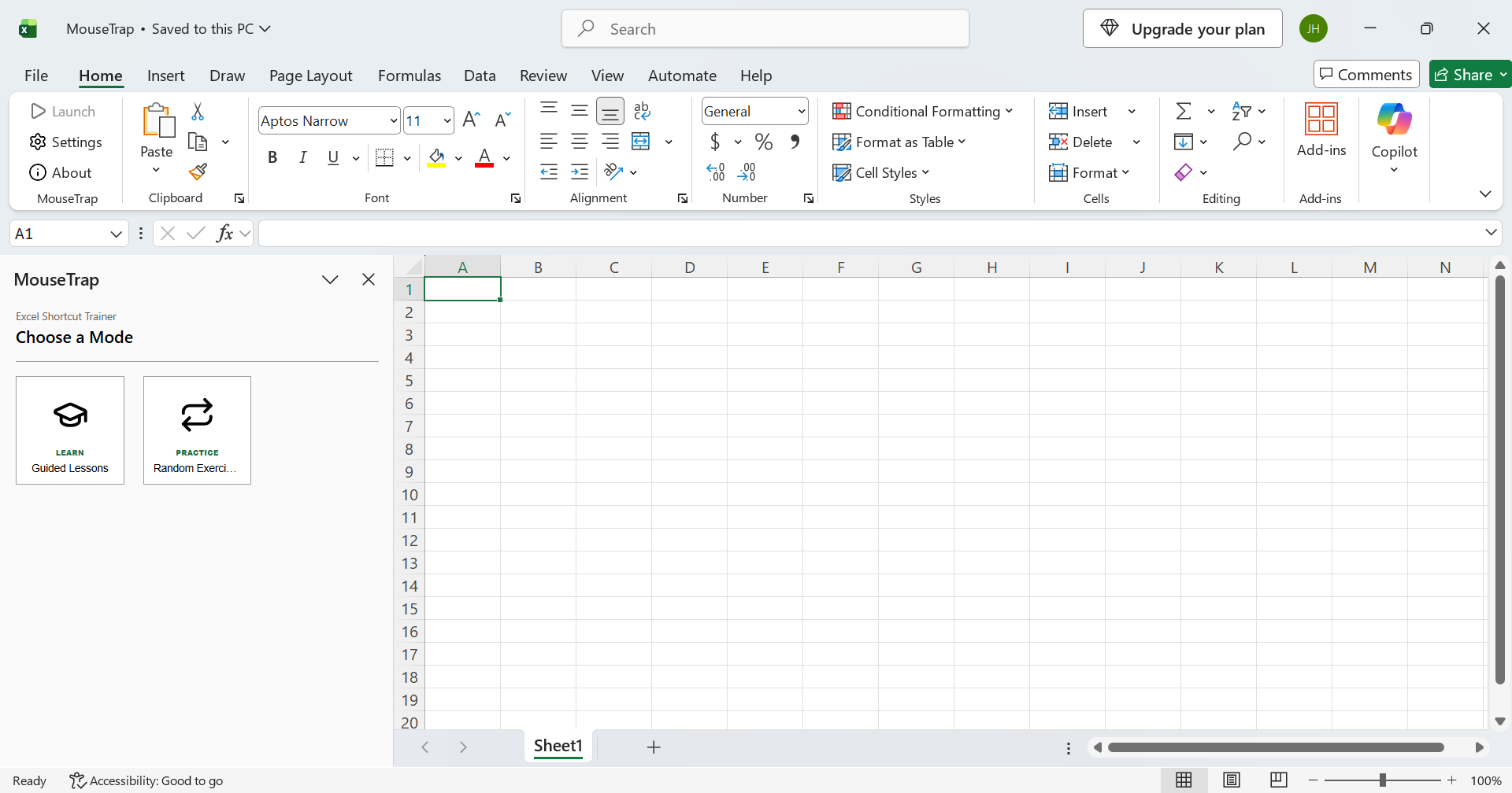 MouseTrap installed in Excel toolbar