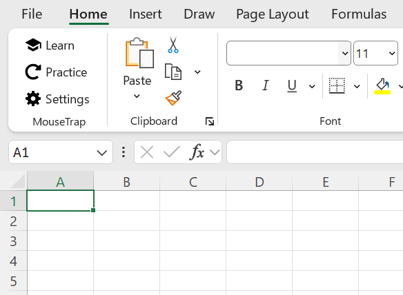 MouseTrap installed in Excel toolbar