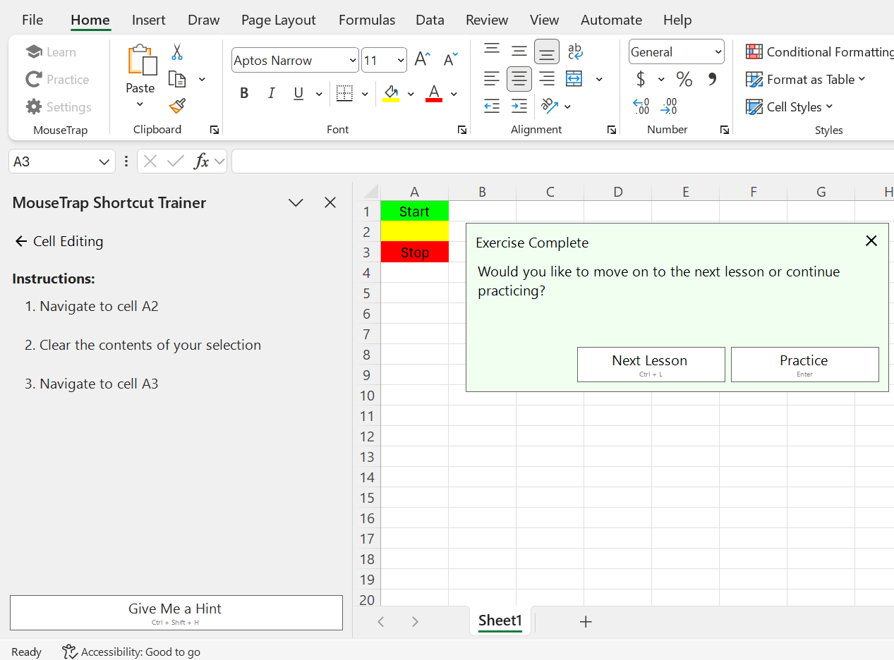 MouseTrap installed in Excel toolbar