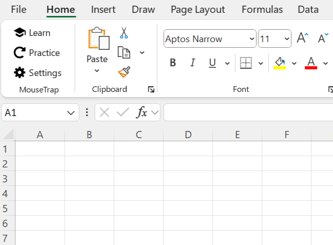 MouseTrap installed in Excel toolbar